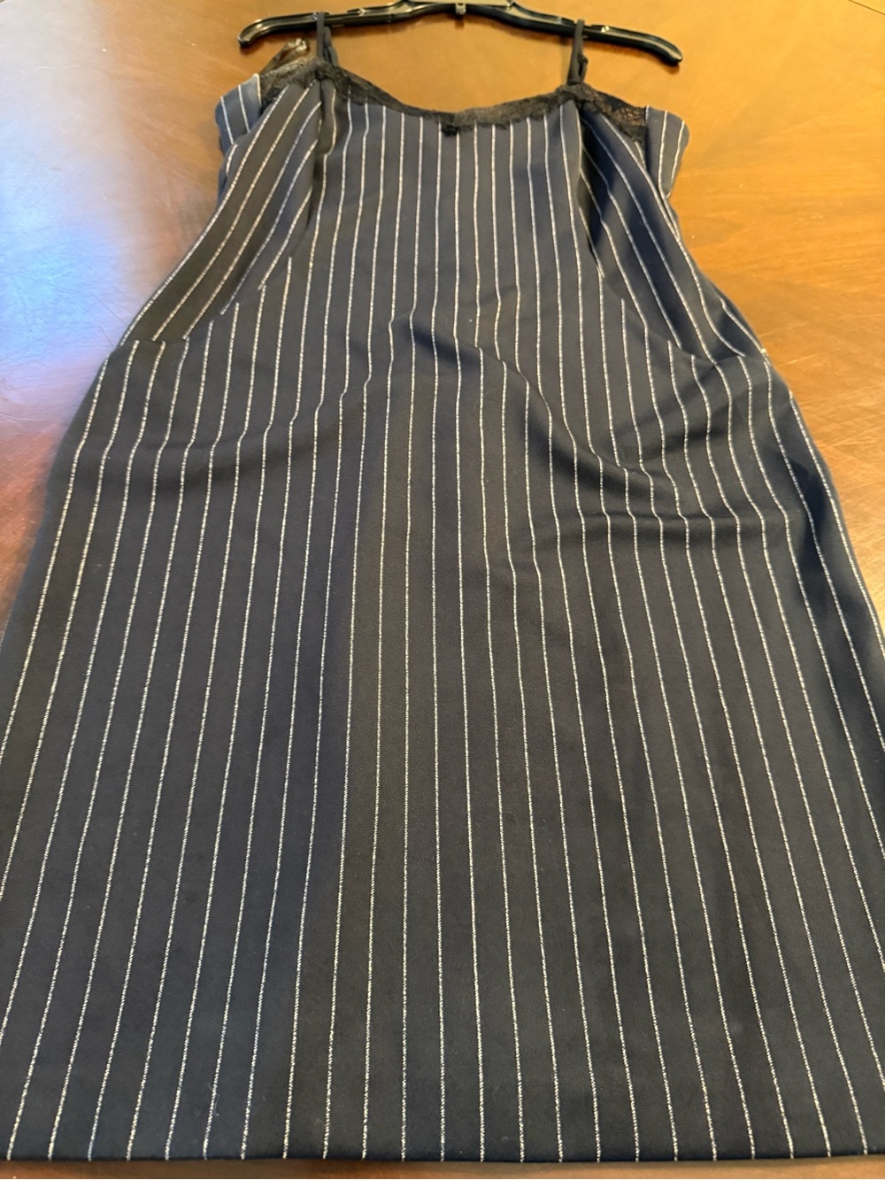 Worthington Navy Pinstripe Slip Dress with White Stripes